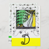 ZAUBER DES FRÜHJAHRES, hellgelb, schwarz Einladung (Vorne/Hinten)