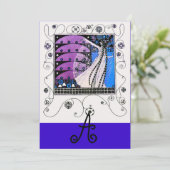 ZAUBER DES FRÜHJAHRES, lila schwarz Einladung (Stehend Vorderseite)