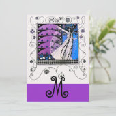 ZAUBER DES FRÜHJAHRES, lila schwarz Einladung (Stehend Vorderseite)