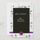 ZAUBER DES FRÜHJAHRES, lila schwarz Einladung (Rückseite)