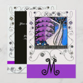 ZAUBER DES FRÜHJAHRES, lila schwarz Einladung (Vorne/Hinten)