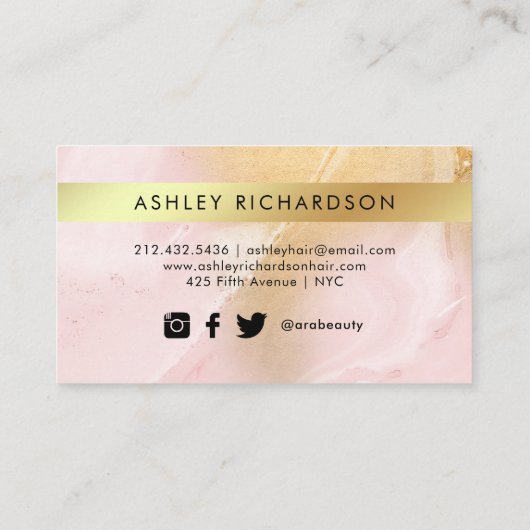 Zauber erröten Rosa und Imitat-Goldsozial-Medien Visitenkarte (Rückseite)