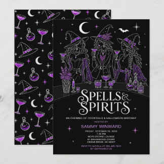 Zauber & Geister Hexen Halloween Mädchen Nacht Einladung