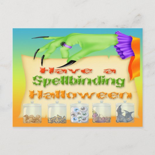 Zauber-Halloween - Hexenhandpostkarte Postkarte (Vorderseite)