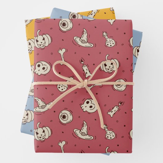 Zauber & Skelette Halloween Theme Wrapping Papers Geschenkpapier Set (Beispiel)