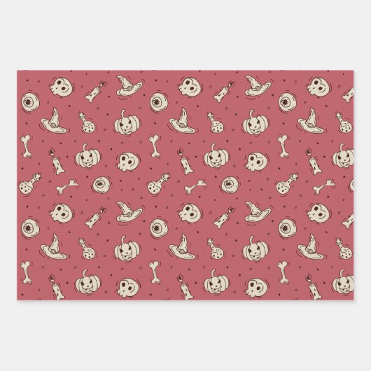 Zauber & Skelette Halloween Theme Wrapping Papers Geschenkpapier Set (Vorderseite)