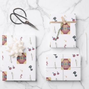 Zauber-Spell-Bücher Hexerei Kindergeburtstag Geschenkpapier Set