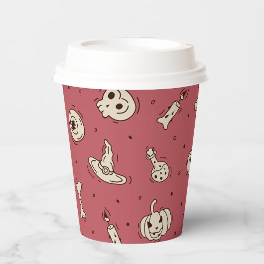 Zauber und Skelette Papiertasse Pappbecher (Vorderseite)