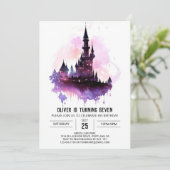 Zauber und Zauberer zum Geburtstag Einladung (Stehend Vorderseite)