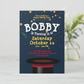 Zauber Zauber anzeigen Kindergeburtenvorlage Einladung (Stehend Vorderseite)