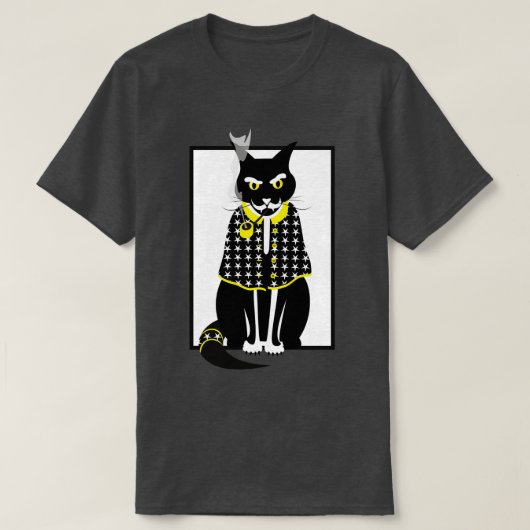 Zauberassistent für das Rauchen von schwarzen Katz T-Shirt (Design vorne)