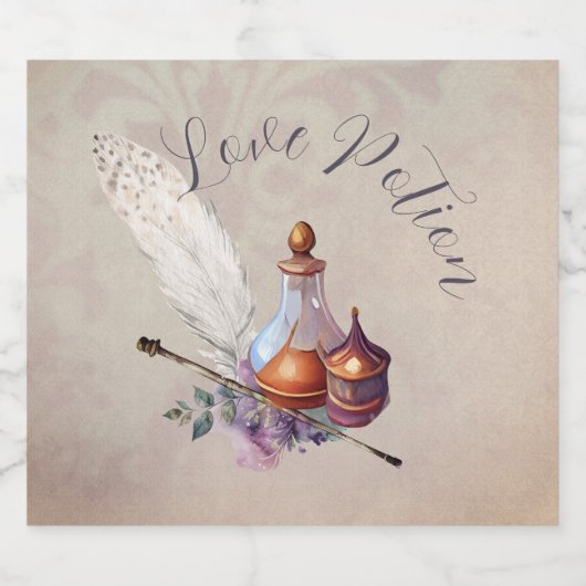 Zauberassistent Wasserfarbe Liebe Tränke Alkoholflaschenetikett (Einzelnes Label)