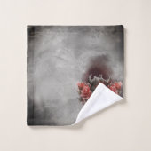 Zauberei | Dunkler Horned Dämon mit leuchtenden ro Badhandtuch Set (Waschlappen)