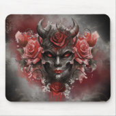 Zauberei | Dunkler Horned Dämon mit leuchtenden ro Mousepad (Vorne)