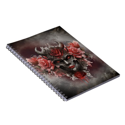 Zauberei | Dunkler Horned Dämon mit leuchtenden ro Notizblock (Rechte Seite)