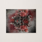 Zauberei | Dunkler Horned Dämon mit leuchtenden ro Puzzle (Horizontal)