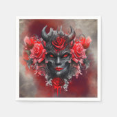 Zauberei | Dunkler Horned Dämon mit leuchtenden ro Serviette (Vorderseite)