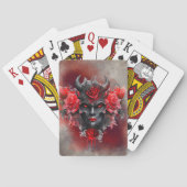 Zauberei | Dunkler Horned Dämon mit leuchtenden ro Spielkarten (Rückseite)