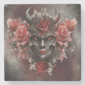 Zauberei | Dunkler Horned Dämon mit leuchtenden ro Steinuntersetzer (Vorderseite)