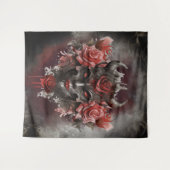 Zauberei | Dunkler Horned Dämon mit leuchtenden ro Wandteppich (Vorderseite (Horizontal))