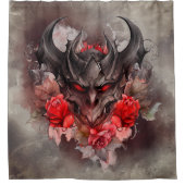 Zauberei | Rotes Mit Augen Smoky-Demon-Tier mit Ro Duschvorhang (Vorderseite)