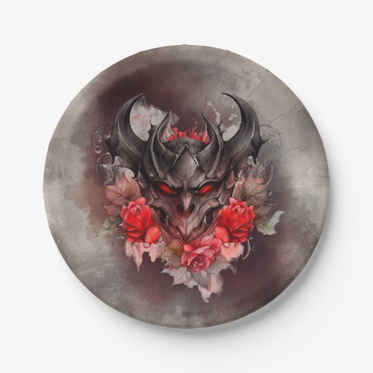 Zauberei | Rotes Mit Augen Smoky-Demon-Tier mit Ro Pappteller (Vorderseite)