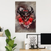 Zauberei | Rotes Mit Augen Smoky-Demon-Tier mit Ro Poster (Heimbüro)