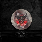 Zauberei | Rotes Mit Augen Smoky-Demon-Tier mit Ro Runde Wanduhr