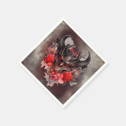 Zauberei | Rotes Mit Augen Smoky-Demon-Tier mit Ro Serviette (Ecke)