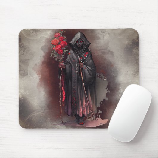 Zauberei | Shadowy Dark Hexe glühende rote Augen Mousepad (Mit Mouse)