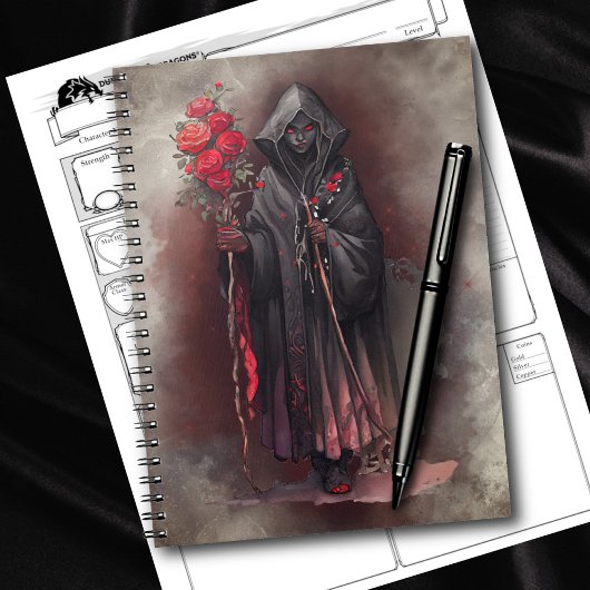 Zauberei | Shadowy Dark Hexe glühende rote Augen Notizblock