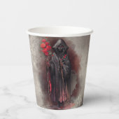 Zauberei | Shadowy Dark Hexe glühende rote Augen Pappbecher (Rückseite)