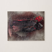 Zauberei | Shadowy Dark Hexe glühende rote Augen Puzzle (Horizontal)