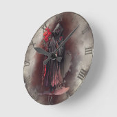 Zauberei | Shadowy Dark Hexe glühende rote Augen Runde Wanduhr (Winkel)