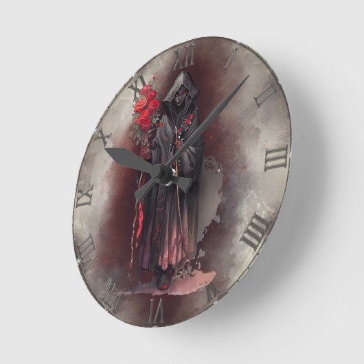 Zauberei | Shadowy Dark Hexe glühende rote Augen Runde Wanduhr (Winkel)