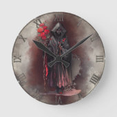 Zauberei | Shadowy Dark Hexe glühende rote Augen Runde Wanduhr (Vorderseite)