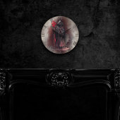 Zauberei | Shadowy Dark Hexe glühende rote Augen Runde Wanduhr