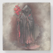 Zauberei | Shadowy Dark Hexe glühende rote Augen Steinuntersetzer (Vorderseite)