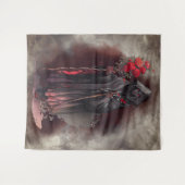 Zauberei | Shadowy Dark Hexe glühende rote Augen Wandteppich (Vorderseite (Horizontal))