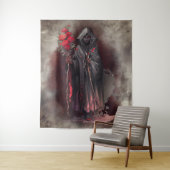 Zauberei | Shadowy Dark Hexe glühende rote Augen Wandteppich (Beispiel)