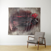 Zauberei | Shadowy Dark Hexe glühende rote Augen Wandteppich (Beispiel (Horizontal))