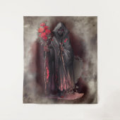 Zauberei | Shadowy Dark Hexe glühende rote Augen Wandteppich (Vorderseite)