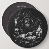 Zauberer beim Studium des Grimoire — von BurnsInHe Button (Vorne & Hinten)