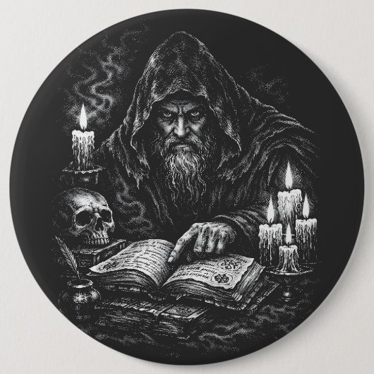 Zauberer beim Studium des Grimoire — von BurnsInHe Button (Vorderseite)