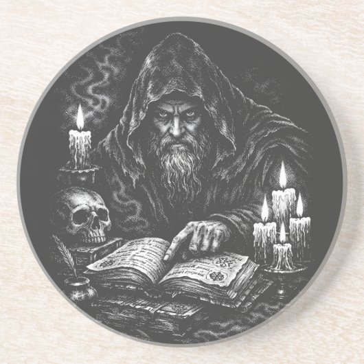 Zauberer beim Studium des Grimoire — von BurnsInHe Getränkeuntersetzer (Vorne)