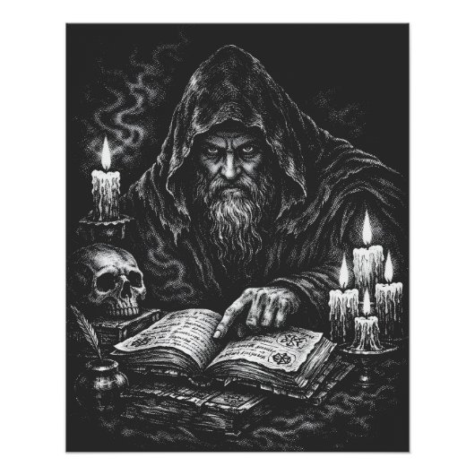 Zauberer beim Studium des Grimoire — von BurnsInHe Poster (Vorderseite)