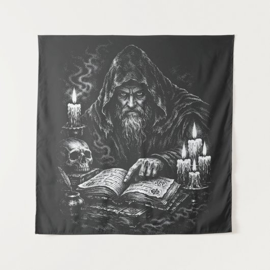 Zauberer beim Studium des Grimoire — von BurnsInHe Wandteppich (Vorderseite)