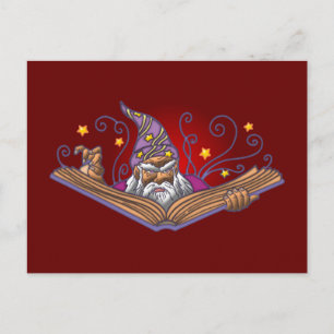 Zauberer Buch Grimoire Zauberer Hexenmeister Postkarte
