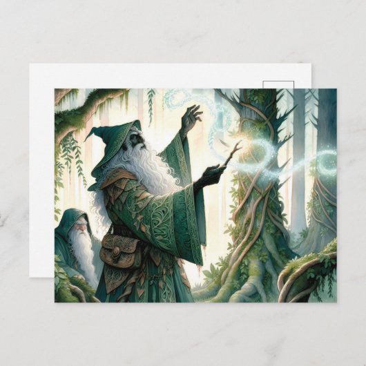 Zauberer, der seinem Freund einen neuen Zauber zei Postkarte (Vorne/Hinten)