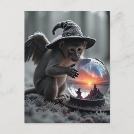 Zauberer des Oz-Wicked-Affen Postkarte (Vorderseite)